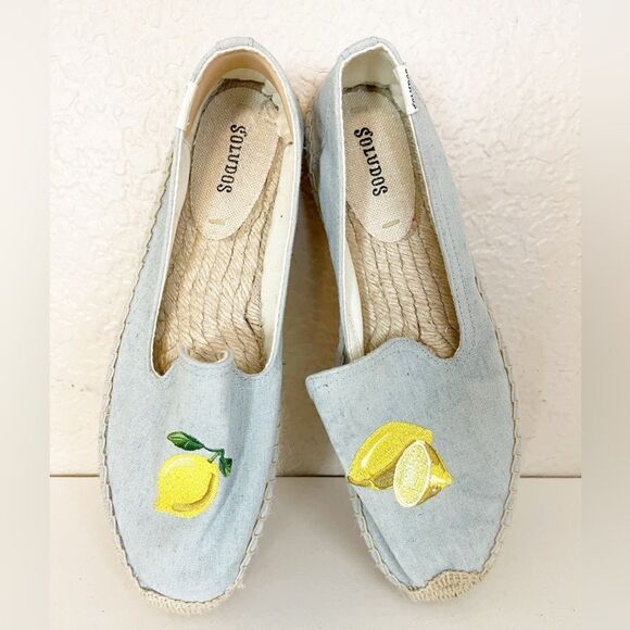 SOLUDOS platform espadrille flats embroidered lemons Size 9.5 - Picture 5 of 15